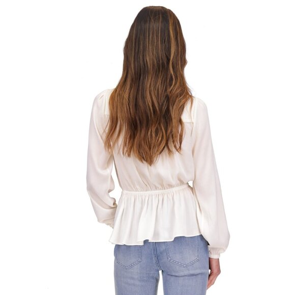 Michael Kors Women's Satin Faux Wrap Top Ivory Size XL MSRP $98 - Picture 4 of 4
